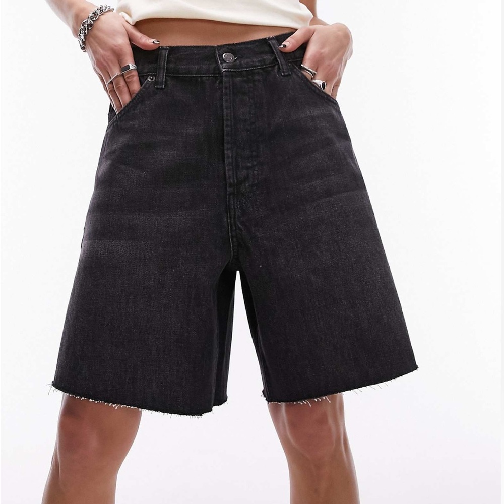 Topshop denim jorts in washed black - ASOS